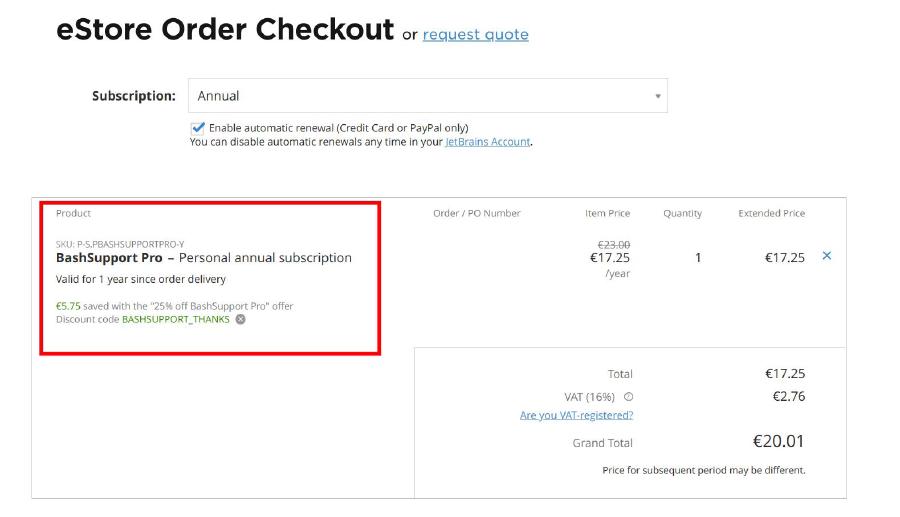 BashSupport Pro applied discount