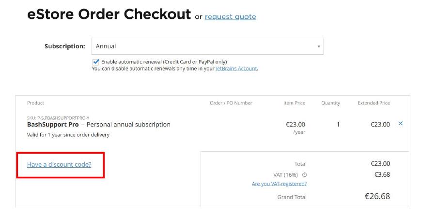 BashSupport Pro checkout page