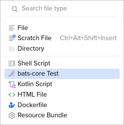 How to create a new bats-core file in BashSupport Pro