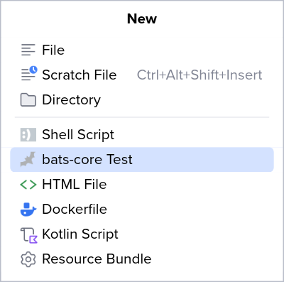 How to create a new bats-core file in BashSupport Pro