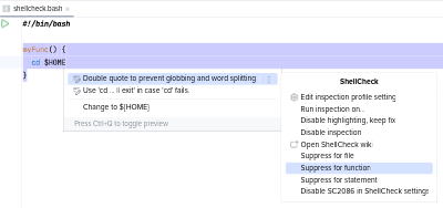 Suppression with highlighted command scope