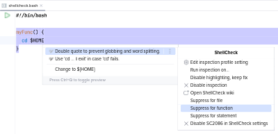 Suppression with highlighted command scope