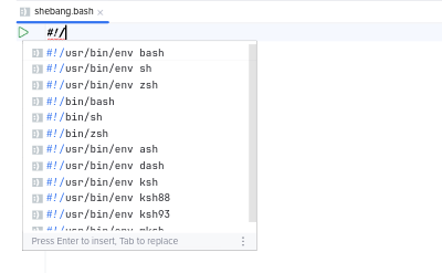Shebang Completion in BashSupport Pro