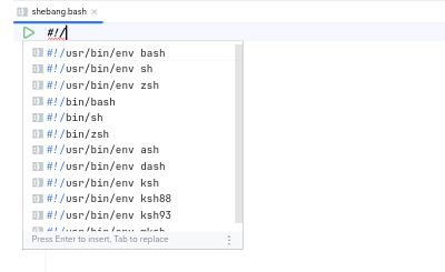 Shebang Completion in BashSupport Pro