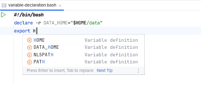 Variable Declaration Completion in BashSupport Pro
