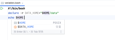 Completion of script variables in BashSupport Pro