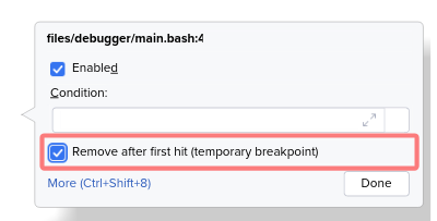 A temporary breakpoint in BashSupport Pro