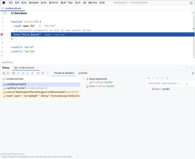 Conditional breakpoints in BashSupport Pro