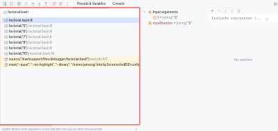 List of stack frames