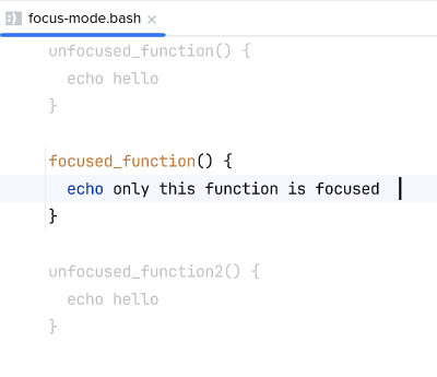 Fokus-Modus für eine Funktionsdefinition