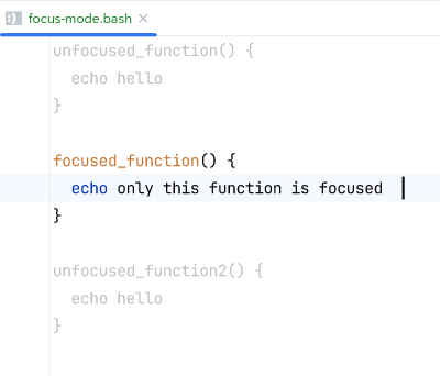 Focus mode for a function definition