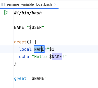 Renaming a locally scoped variable