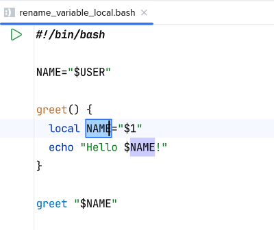 Renaming a locally scoped variable