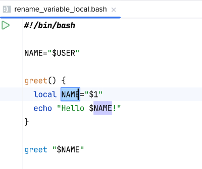 Renaming a locally scoped variable