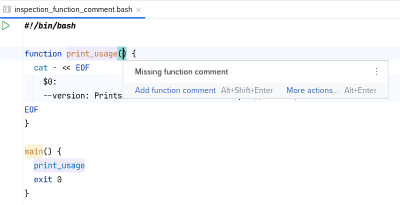 Function without the required comment