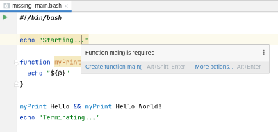 Detection of a missing main function