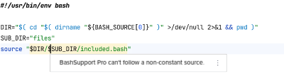 Non-constant path of source directive
