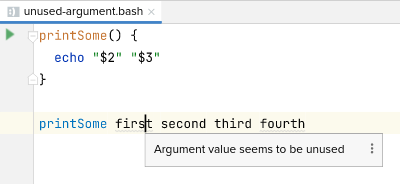 Highlighting of an unused argument