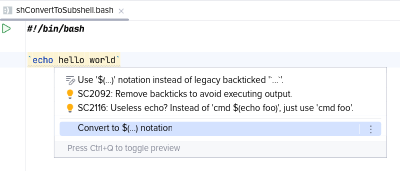 Before 'Convert to $(...) notation'
