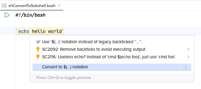 Before 'Convert to $(...) notation'