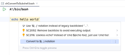 Vor 'Convert to $(...) notation'