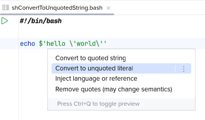 Before 'Convert to unquoted literal'