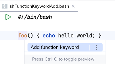Перед 'Add function keyword'
