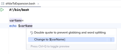 Before 'Convert to parameter expansion ${name}'