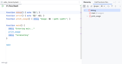 Caller hierarchy of a shell script function