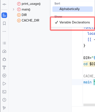 How to hide variable declarations