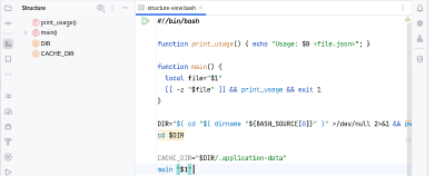 Structure view with variable declarations