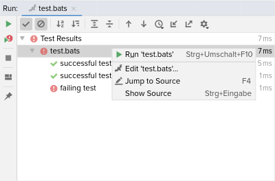 Navigate to bats-core file from the test runner results