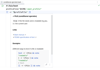 Quick documentation for conditional operator -r