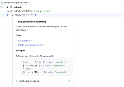 Quick documentation for conditional operator -r