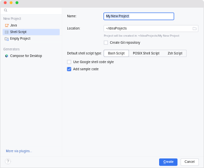 Creating a new shell script project