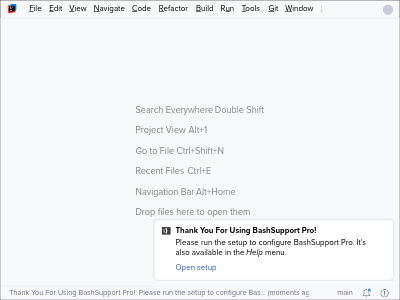 Benachrichtigung um BashSupport Pro zu konfigurieren