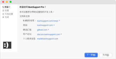 Setup wizard of BashSupport Pro
