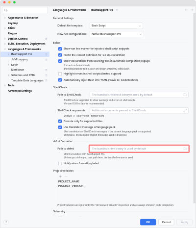 How to set a custom path to shfmt