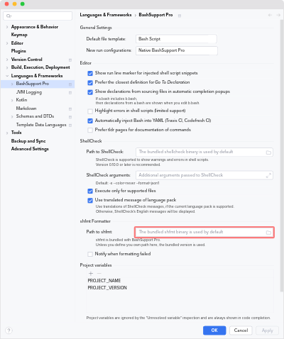How to set a custom path to shfmt