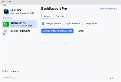 Dialog to activate BashSupport Pro