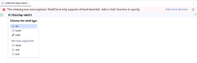 Quickfix to insert a ShellCheck shell directive