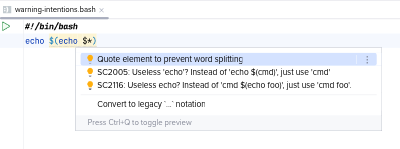 Intentions for ShellCheck messages