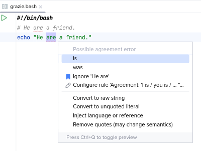 Grazie grammar check in a shell script