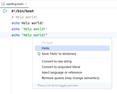 Detections of spelling mistakes in a shell script