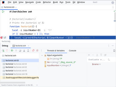 Debugging a Zsh script