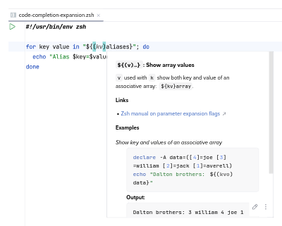 Quick documentation of Zsh parameter expansion flags